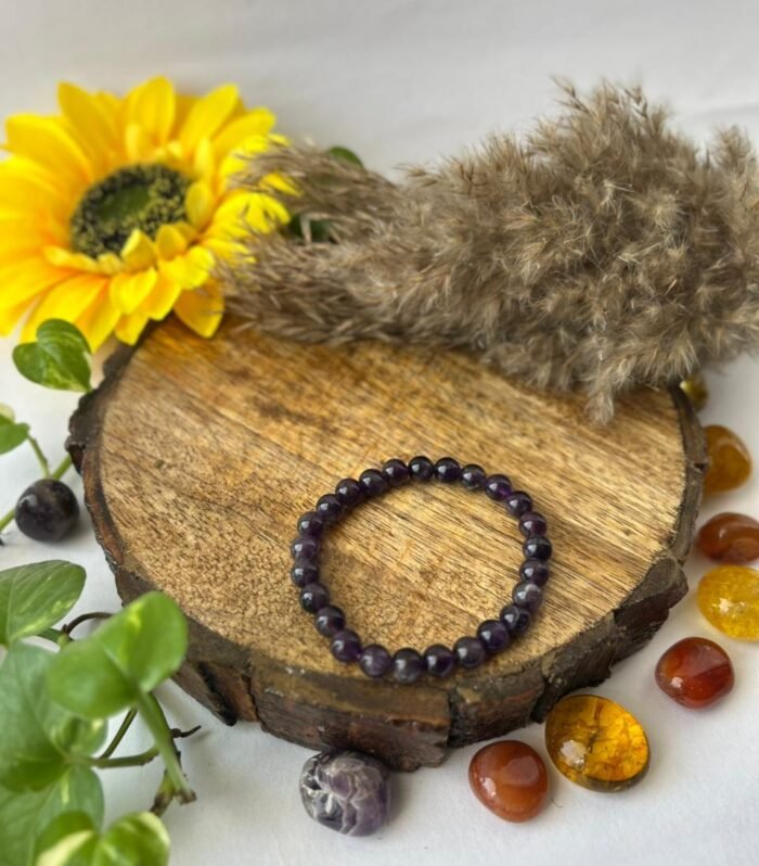 Amethyst Round Bead Bracelet